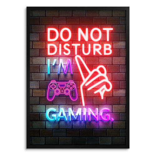 Plakat dla gracza – neonowy napis  Do Not Disturb I&#039;m Gaming | Dekoracja do pokoju gamera | Prezent dla fana gier 23448 Naklejkomania - zdjecie 1