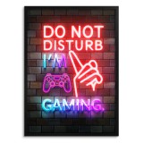 Plakat dla gracza – neonowy napis  Do Not Disturb I&#039;m Gaming | Dekoracja do pokoju gamera | Prezent dla fana gier 23448 Naklejkomania - zdjecie 1 - miniatura