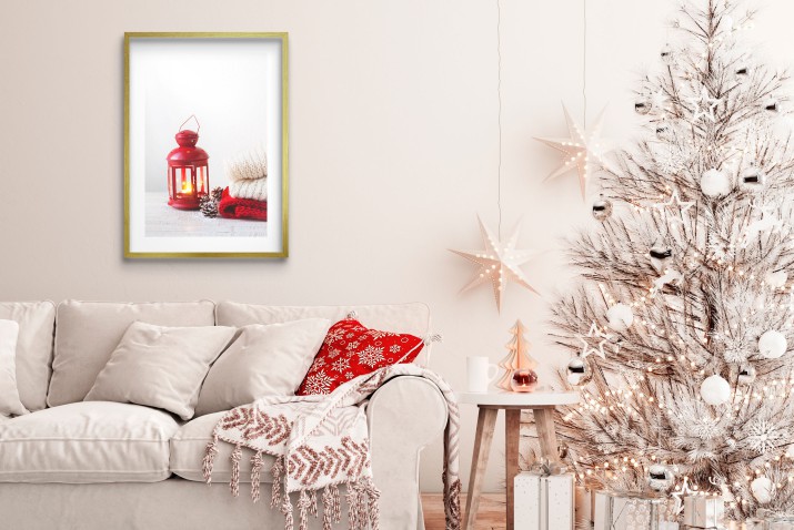 Zimowy Plakat w stylu hygge z motywem czerwonej latarni | Świąteczny Obrazek na ścianę | Dekoracja na Boże Narodzenie, Ozdoba świąteczna 23458 - zdjęcie 5
