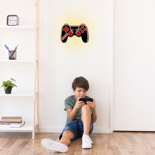 Młodzieżowa Lampka Nocna na ścianę- kontroler do konsoli, pad do gier z imieniem | Gamingowa dekoracja do pokoju nastolatka 81369 - zdjęcie 3