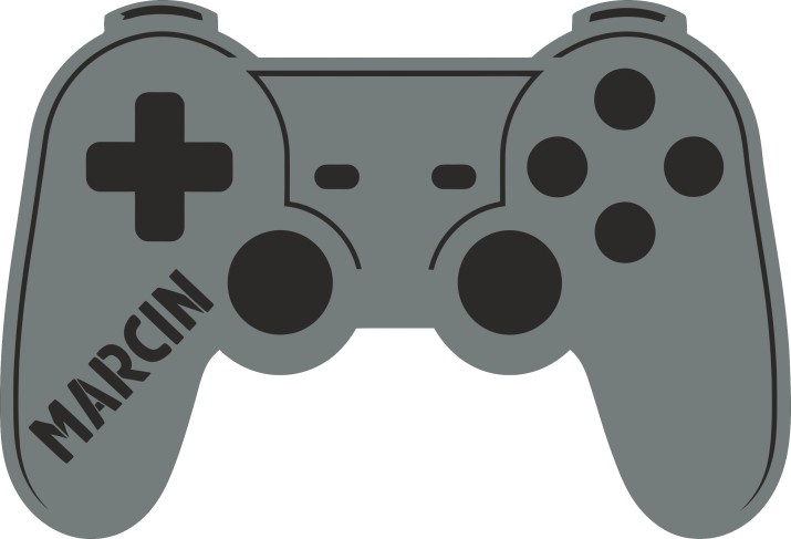 Szara Lampka gamingowa z imieniem- Kontroler, Gamepad, Joystick do konsoli | Stylowe oświetlenie do pokoju nastolatka | Prezent, gadżet dla fana gier 81378 Naklejkomania - zdjecie 1