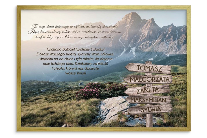 Pamiątkowy Plakat na Dzień Babci i dziadka | Personalizowany Prezent dla dziadków | Obrazek z imionami wnuków 23433 - zdjęcie 2