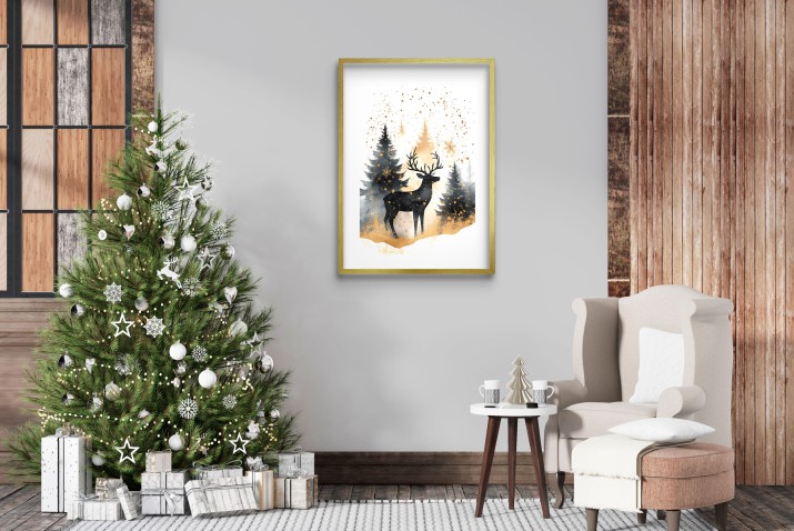 Elegancki Plakat Zimowy w Złocie i Czerni | Nowoczesna Dekoracja świąteczna | Ozdoba na Boże Narodzenie w stylu Glamour 23479 - zdjęcie 5