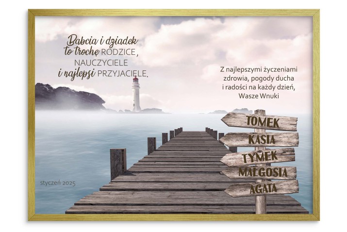 Wyjątkowy Plakat z życzeniami dla Dziadków | Prezent na Dzień Babci i Dziadka- obrazek z podziękowaniem i imionami wnuków 23434 - zdjęcie 2