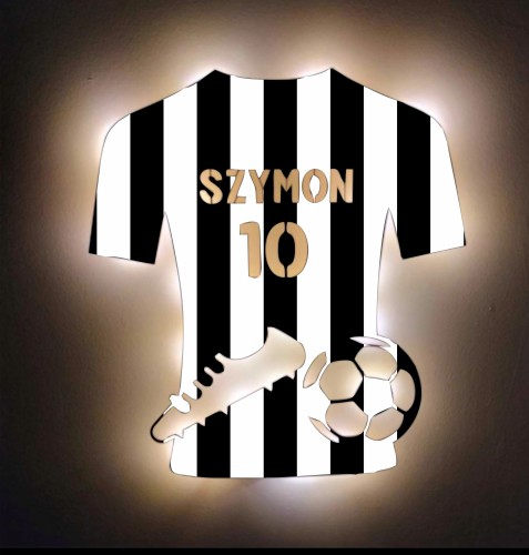 Lampka LED na baterie- Czarno-biała sportowa koszulka z imieniem i kolorami klubu 81343 - zdjęcie 6