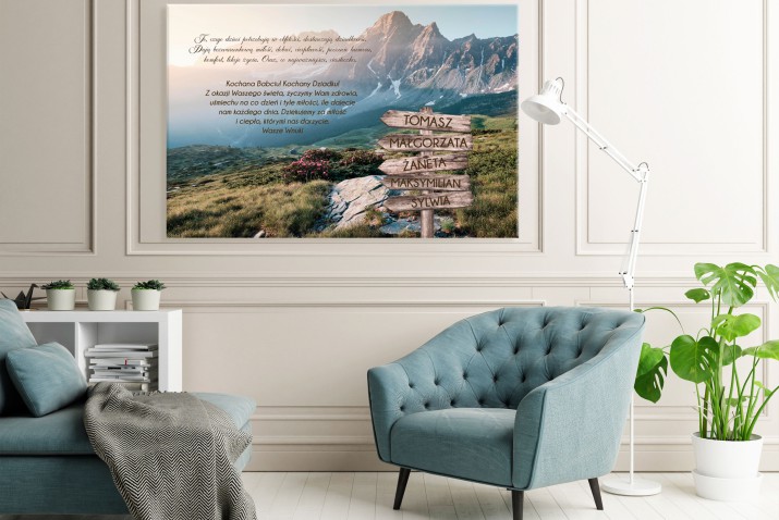 Personalizowany obraz dla dziadków z imionami wnuków | Prezent dla Babci i Dziadka- Obraz na ścianę z cytatem 20935 - zdjęcie 3