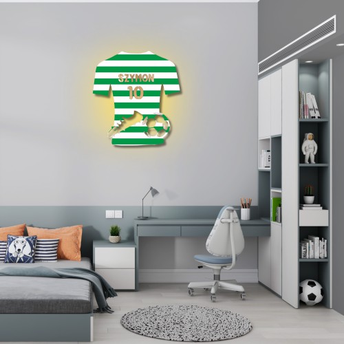 Personalizowana Lampka nocna- Koszulka klubowa z imieniem | Dekoracyjne oświetlenie dla dziecka | Prezent dla kibica Piłki Nożnej 81356 - zdjęcie 4