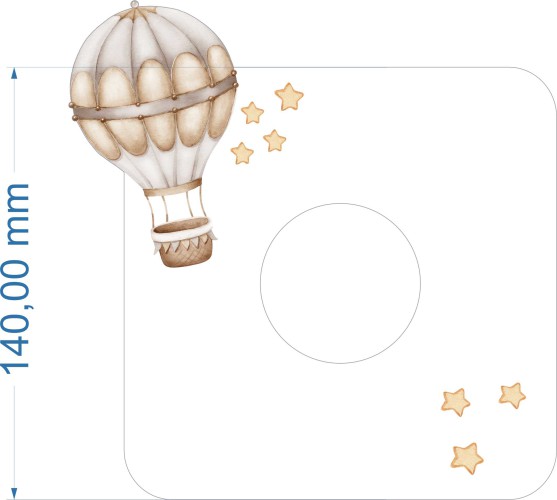 Naklejka pod kontakt / włącznik / gniazdko- Beżowy balon retro i gwiazdki | Dekoracja do pokoju dziecka T24007 - zdjęcie 2