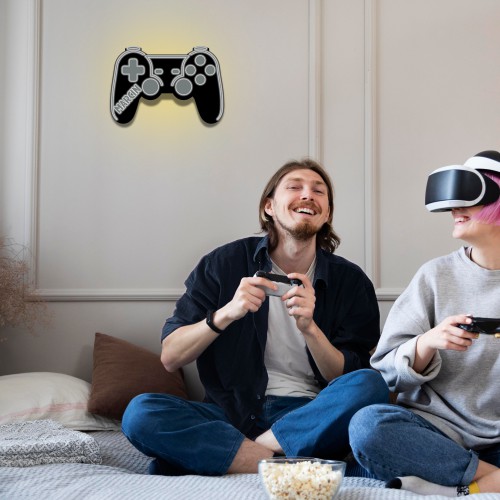 Stylowa Lampka gamingowa z imieniem- Kontroler, Gamepad, Joystick do konsoli | Nowoczesne oświetlenie do pokoju młodzieżowego | Prezent, gadżet dla fana gier 81377 - zdjęcie 5