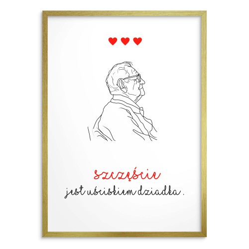 Wyjątkowy Prezent dla Dziadka- Plakat &amp;quot;Szczęście jest uściskiem dziadka&amp;quot; | Pamiątkowy Obrazek na Dzień Dziadka 81385 - zdjęcie 2