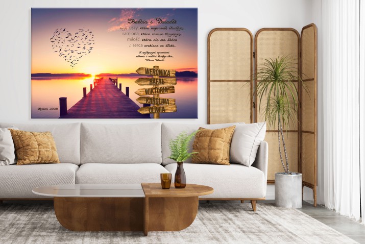 Wyjątkowy prezent na Dzień Babci i Dziadka- Obraz na płótnie Drogowskaz | Obraz na ścianę dla Dziadków z imionami wnuków 20933 - zdjęcie 4