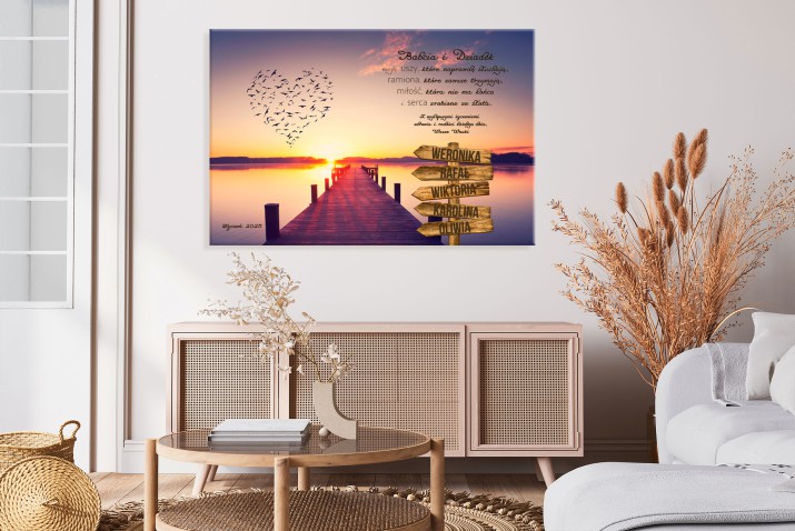 Wyjątkowy prezent na Dzień Babci i Dziadka- Obraz na płótnie Drogowskaz | Obraz na ścianę dla Dziadków z imionami wnuków 20933 - zdjęcie 5