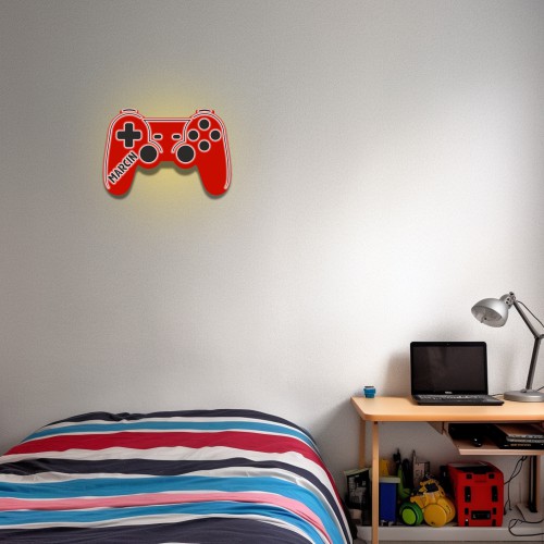Designerska Lampka z imieniem- Czerwony Kontroler, Gamepad do konsoli | Dekoracja do pokoju nastolatka | Prezent, gadżet dla gracza 81374 - zdjęcie 3