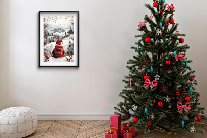 Plakat w stylu skandynawskim – malownicza zimowa sceneria | Świąteczna dekoracja na ścianę | Plakat na Boże Narodzenie, Gwiazdkę 23475 - zdjęcie 5