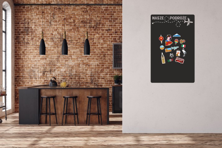 Samoprzylepna czarna tablica magnetyczna na magnesy z podróży Nasze Podróże 45x70cm 67404 - zdjęcie 3