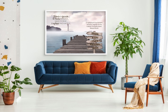 Wyjątkowy Plakat z życzeniami dla Dziadków | Prezent na Dzień Babci i Dziadka- obrazek z podziękowaniem i imionami wnuków 23434 - zdjęcie 6