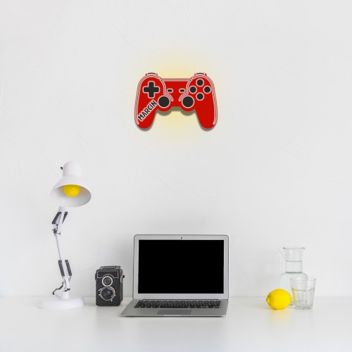 Designerska Lampka z imieniem- Czerwony Kontroler, Gamepad do konsoli | Dekoracja do pokoju nastolatka | Prezent, gadżet dla gracza 81374 - zdjęcie 5
