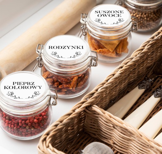 Eleganckie, minimalistyczne naklejki na przyprawy, zioła | Białe Etykiety na słoiczki, pojemniki kuchenne | Samoprzylepne nalepki na przyprawniki 120szt. 66727 - zdjęcie 5