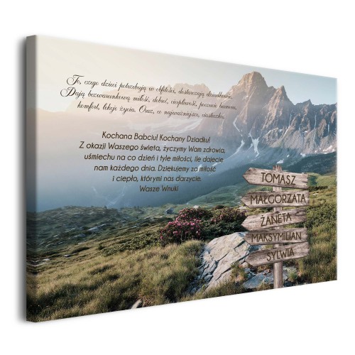 Personalizowany obraz dla dziadków z imionami wnuków | Prezent dla Babci i Dziadka- Obraz na ścianę z cytatem 20935 - zdjęcie 2