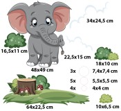 Naklejka ścienna- Uroczy Bajkowy Słonik | Dziecięce naklejki na ścianę Safari | Ozdoba do pokoju dziecka T42002 Naklejkomania - zdjecie 2 - miniatura