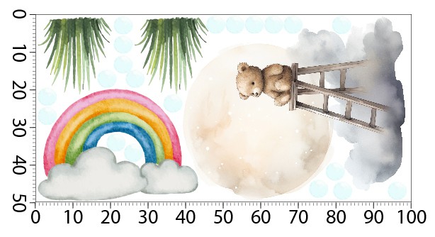 Naklejka ścienna z motywem tęczy i pluszowego misia | Baśniowa dekoracja do sypialni dziecka T42018 - zdjęcie 3