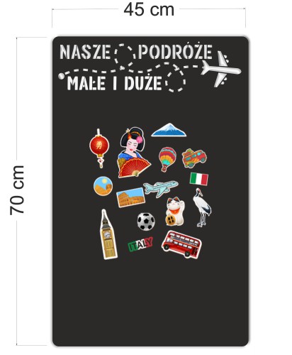 Samoprzylepna Tablica magnetyczna na magnesy z podróży na Mata na ścianę, lodówkę 45x70cm 81390 - zdjęcie 2