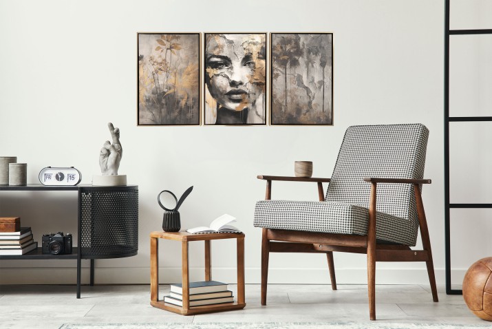 Obrazy w Ramie American Box | Industrialna Dekoracja w nowoczesnej oprawie | Tryptyk do wnętrz w stylu Loftowym R20772 - zdjęcie 8