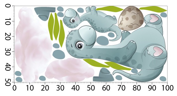 Dziecięca naklejka na ścianę – bajkowe dinozaury | Pastelowe kolory, piękne obrazki do pokoju dziecka T42036 - zdjęcie 3
