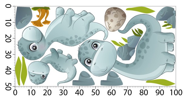 Dekoracyjna naklejka na ścianę – wesołe dinozaury | Bajkowa Dekoracja do pokoju malucha T42035 - zdjęcie 3