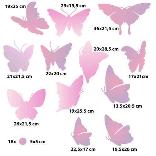 Różowa dekoracja do pokoju dziewczynki- Fioletowe Motyle i Kropki | Ozdobne Naklejki na ścianę, meble T42063 - zdjęcie 2