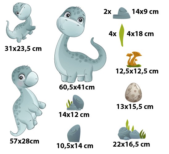 Dekoracyjna naklejka na ścianę – wesołe dinozaury | Bajkowa Dekoracja do pokoju malucha T42035 - zdjęcie 2