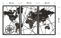 Tryptyk ażurowy- Mapa Świata | Oryginalny Obraz 3D na ścianę, Panel Dekoracyjny 66890 Naklejkomania - zdjecie 2 - miniatura