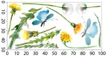 Łąka w akwareli – motyle i dmuchawce | Subtelne, kolorowe naklejki na ścianę | Wiosenne kwiaty- Piękna dekoracja do przedszkola, żłobka T42072 Naklejkomania - zdjecie 3 - miniatura