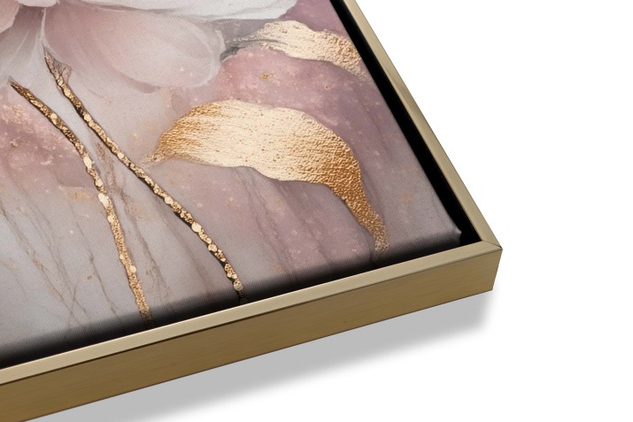 Obrazy w Ramie American Box | Elegancki Tryptyk z kwiatami i złotymi liśćmi | Duży Obraz na płótnie w dekoracyjnej oprawie R20886 - zdjęcie 5