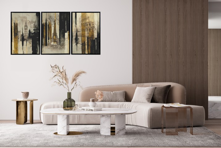 Obrazy w Ramie American Box | Tryptyk na ścianę w eleganckiej oprawie | Dekoracja do luksusowych wnętrz R20708 - zdjęcie 7