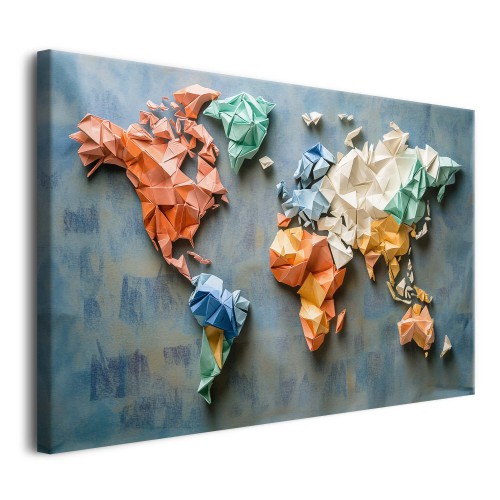 Obraz na płótnie z efektem 3D – Mapa świata Origami | Stylowa dekoracja ścienna 81535 - zdjęcie 2