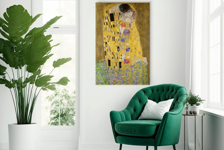 Obraz „Pocałunek” Gustav Klimt – luksusowa reprodukcja na płótnie | Dzieło sztuki do wnętrz klasycznych 68180 - zdjęcie 4