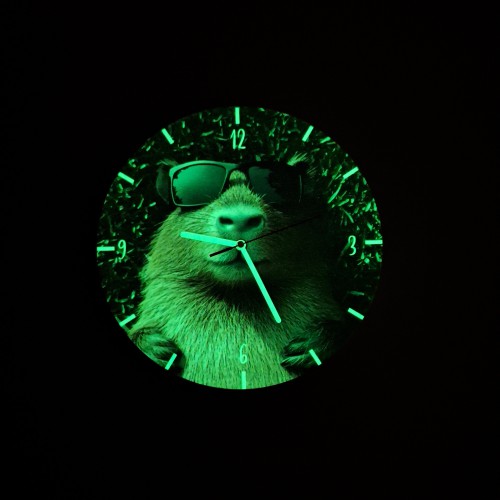 Młodzieżowy Zegar ścienny świecący w ciemności | Okrągły zegar z kapibarą | Fluorescencyjny zegar dla nastolatka zd079 - zdjęcie 6
