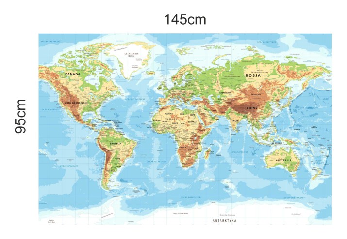 Samoprzylepna Mapa Świata | Tablica na Magnesy dla podróżnika | Mata Magnetyczna- Fizyczna Mapa Świata | Nauka Geografii, Pomoc dydaktyczna do szkoły 67417 - zdjęcie 2