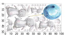 Naklejka na ścianę – urocze króliczki z niebieskim balonikiem | Dekoracja do żłobka, przedszkola, sali zabaw T42040 Naklejkomania - zdjecie 3 - miniatura