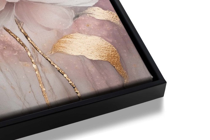 Obrazy w Ramie American Box | Elegancki Tryptyk z kwiatami i złotymi liśćmi | Duży Obraz na płótnie w dekoracyjnej oprawie R20886 - zdjęcie 6