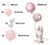 Naklejka na Ścianę do Pokoju Dziecka – Króliczki, Balony i Pastelowe Kropki | Śliczna Dekoracja do Żłobka, Przedszkola T42043 Naklejkomania - zdjecie 3 - miniatura