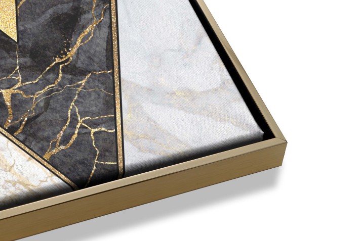 WYPRZEDAŻ 64x140 Obrazy w Ramie American Box Złota | Elegancki Tryptyk na płótnie – Abstrakcja, Portret w złocie  | Dekoracja w stylu Glamour R20345 - zdjęcie 3