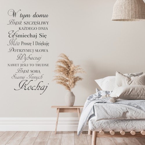 542 Napis ścienny do sypialni salonu przedpokoju W tym domu szanuj innych bądź szczęśliwy kochaj - zdjęcie 5