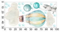 Naklejki ścienne dla dzieci – Króliczek i Balony | Urocza Pastelowa Dekoracja, Błękitne gwiazdki | Ozdoba do przedszkola, żłobka, sypialni dziecka T42049 Naklejkomania - zdjecie 2 - miniatura