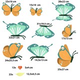 Motylki i listki – kolorowe naklejki na ścianę do pokoju dziecka | Ozdoba do pokoju dziecka, przedszkola i żłobka T42067 Naklejkomania - zdjecie 2 - miniatura