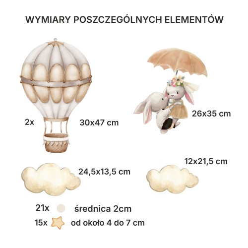 Naklejka ścienna- Beżowe króliczki | Dziecięce naklejki na ścianę | Dekoracja do pokoju dziecka T22091 - zdjęcie 3