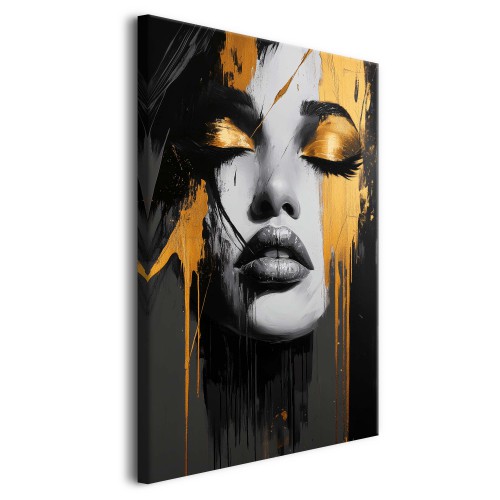 Czarno-Złoty Portret Kobiety | Obraz na Płótnie w Stylu Modern Glamour | Wyjątkowa Dekoracja na ścianę 94053 - zdjęcie 2