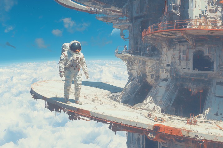 Zachwycająca Fototapeta z Astronautą | Kosmiczna Dekoracja Ścienna do Pokoju Gracza 81566 - zdjęcie 2