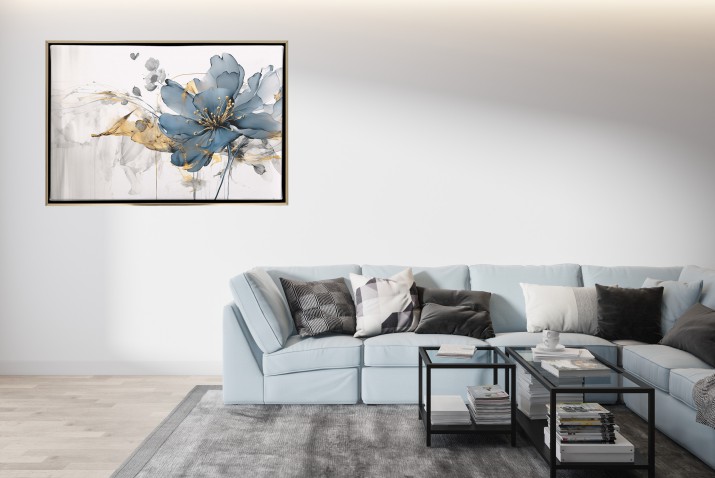 Obraz w Ramie American Box | Abstrakcyjny Niebieski Kwiat- elegancka ozdoba ściany R20876 - zdjęcie 8